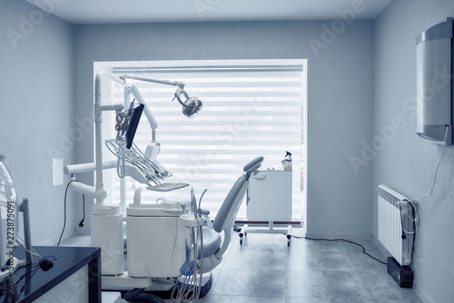 Professional dental equipment and tools in dentist office