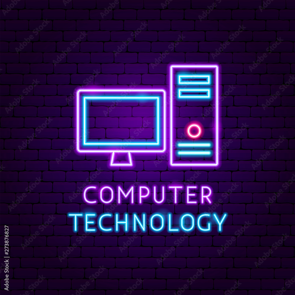 Computer Technology Neon Label Computer Technology Neon Label