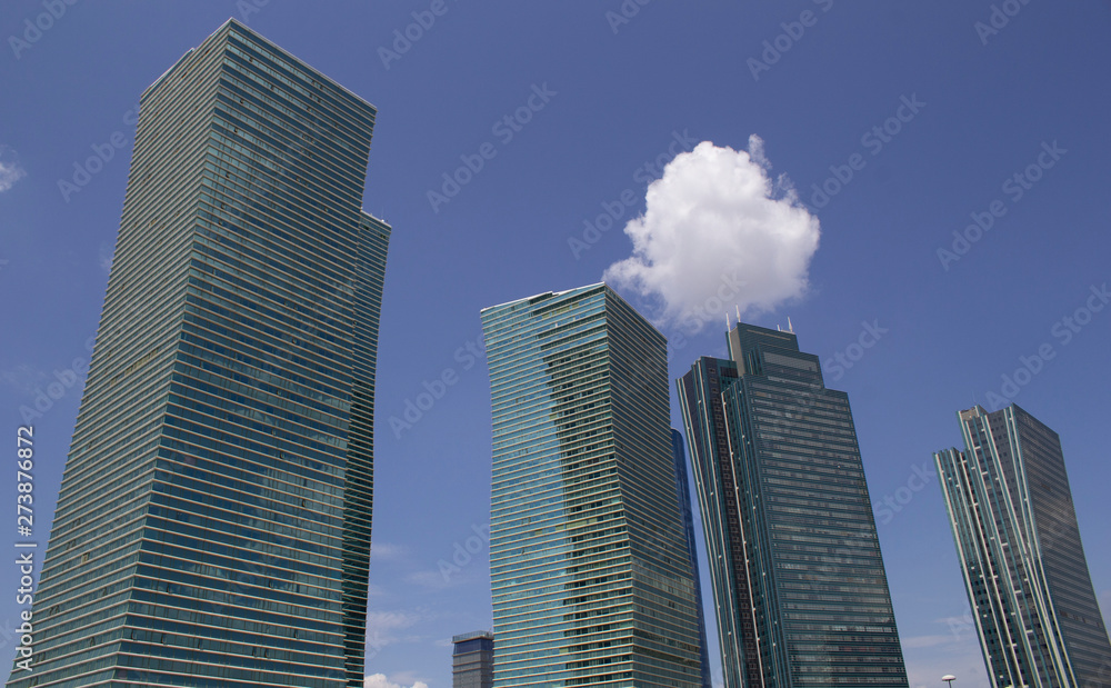 Beautiful tall buildings against the blue sky Beautiful tall buildings against the blue sky
