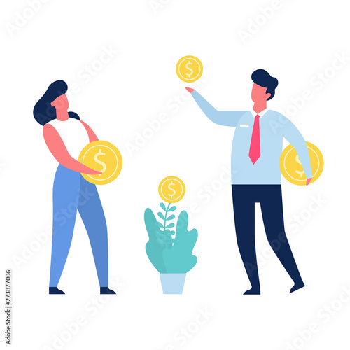 Business people grow money on the plant