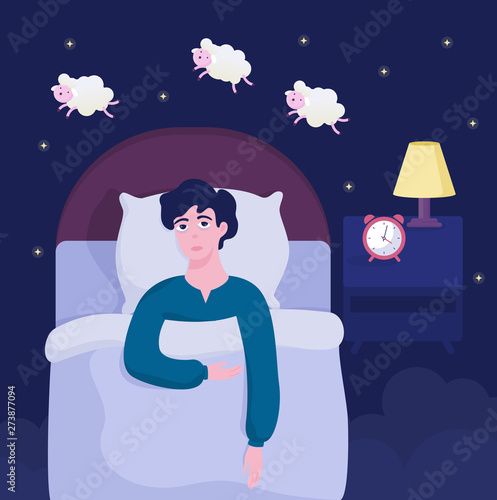 Man suffering from the insomnia. Guy with no sleep