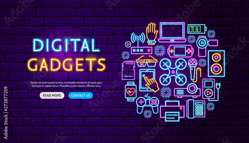 Digital Gadgets Neon Banner Design