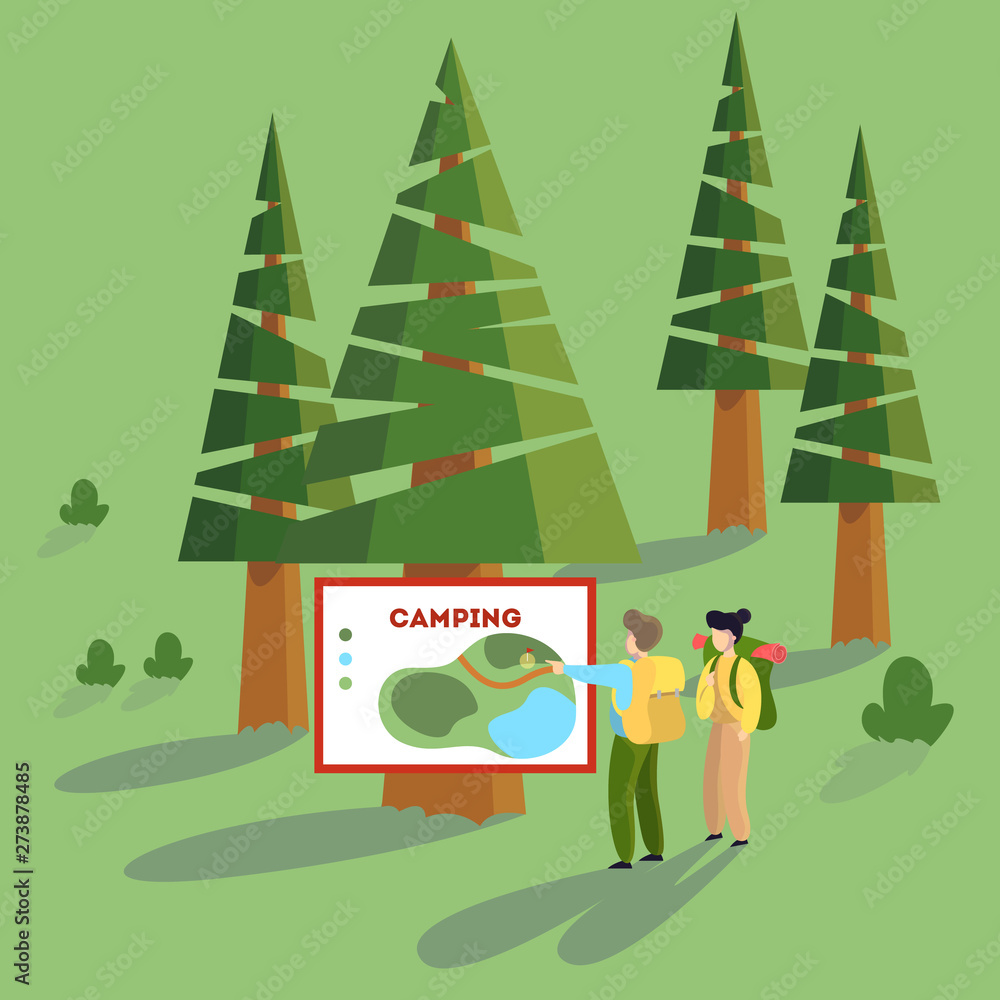 Fototapeta premium People spend time outdoor. Summer camping. Idea of tourism