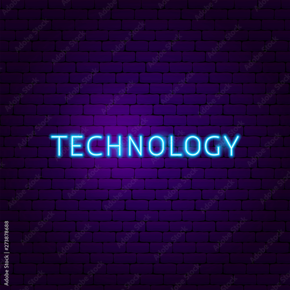 Obraz premium Technology Text Neon Label