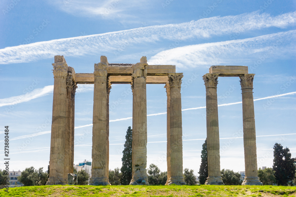 Temple of Olympian Zeus, Greece, Athens. Corinthian order, classical architecture, Greek columns