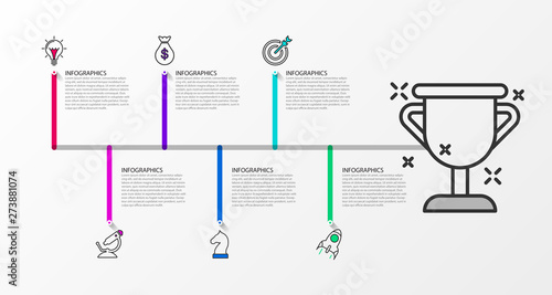 Infographic design template. Timeline concept with 6 steps
