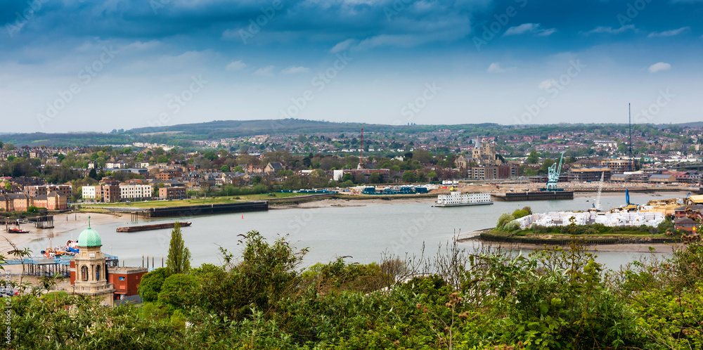 Chatham and Rochester viewed from the Heritage Park in Gillingham