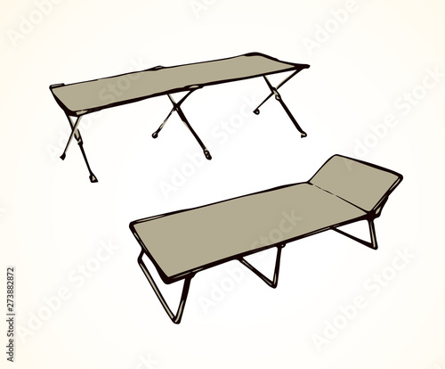 Camp bed. Vector drawing