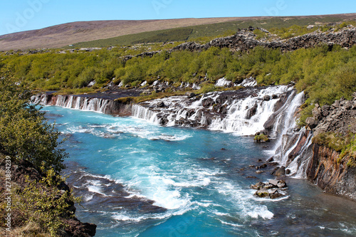 Barnafoss and Hraunfossars waterfall in Iceland