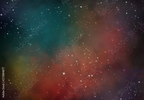 Fototapeta Naklejka Na Ścianę i Meble -  Star field in galaxy space with nebula, abstract watercolor digital art painting for texture background