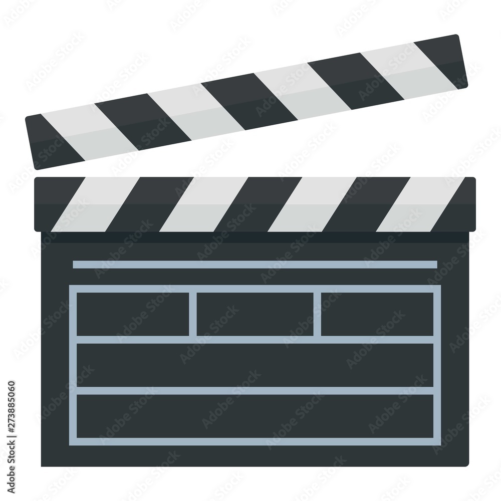 Film production clapper icon. Flat illustration of film production clapper vector icon for web design