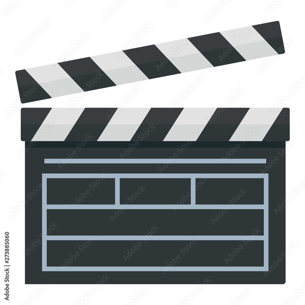 Fototapeta premium Film production clapper icon. Flat illustration of film production clapper vector icon for web design