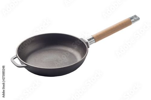 Frying iron pan isolated on white background