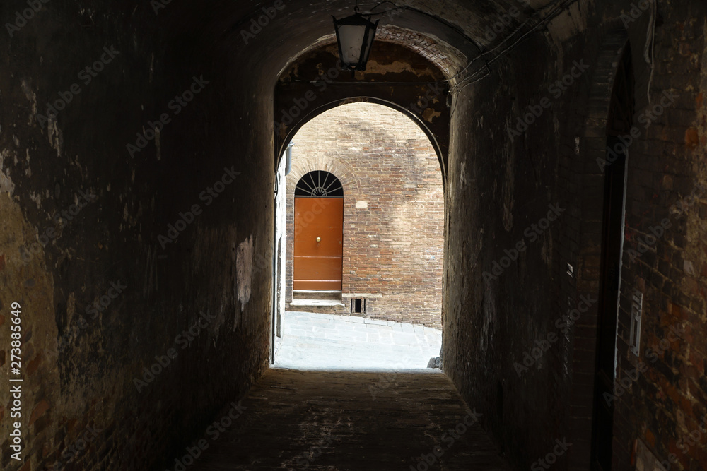 Porch .Passage into the courtyard of an old house in the historic quarter of the city
