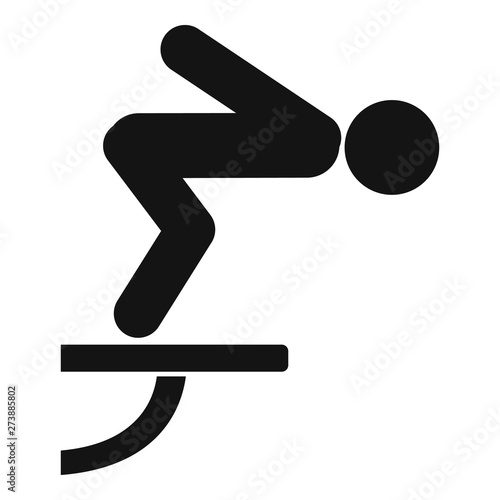 Man diving board pool icon. Simple illustration of man diving board pool vector icon for web design isolated on white background