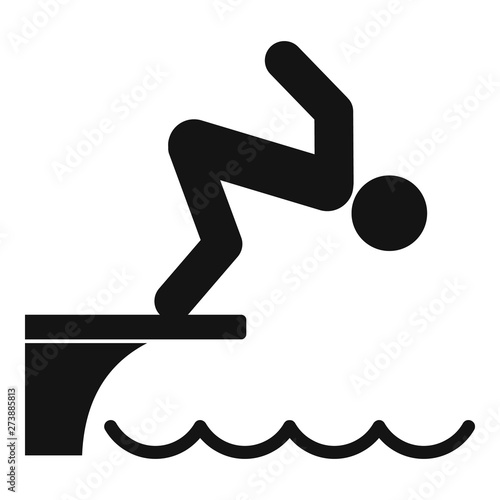 Man jumping in pool icon. Simple illustration of man jumping in pool vector icon for web design isolated on white background