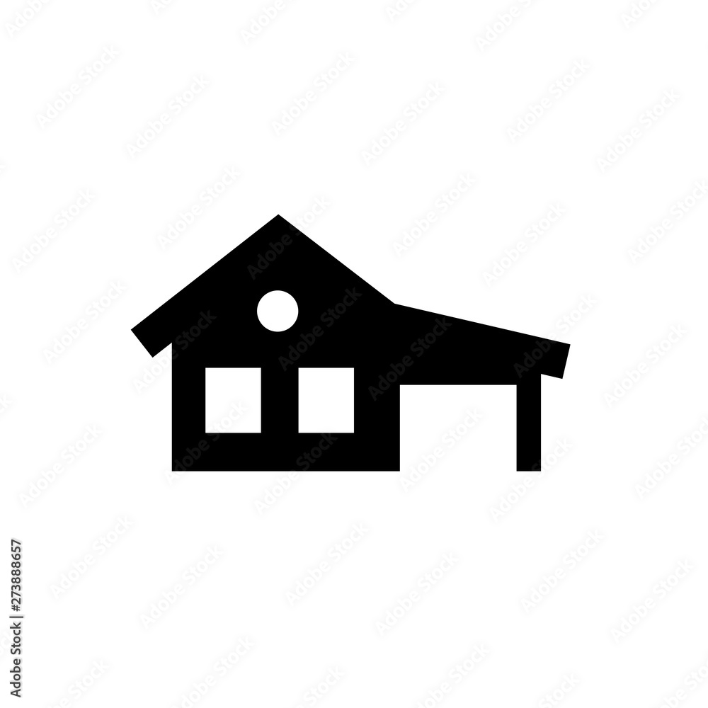 house with garage flat vector icon