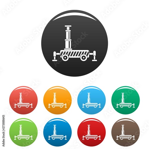 Hydraulic crane icons set 9 color vector isolated on white for any design