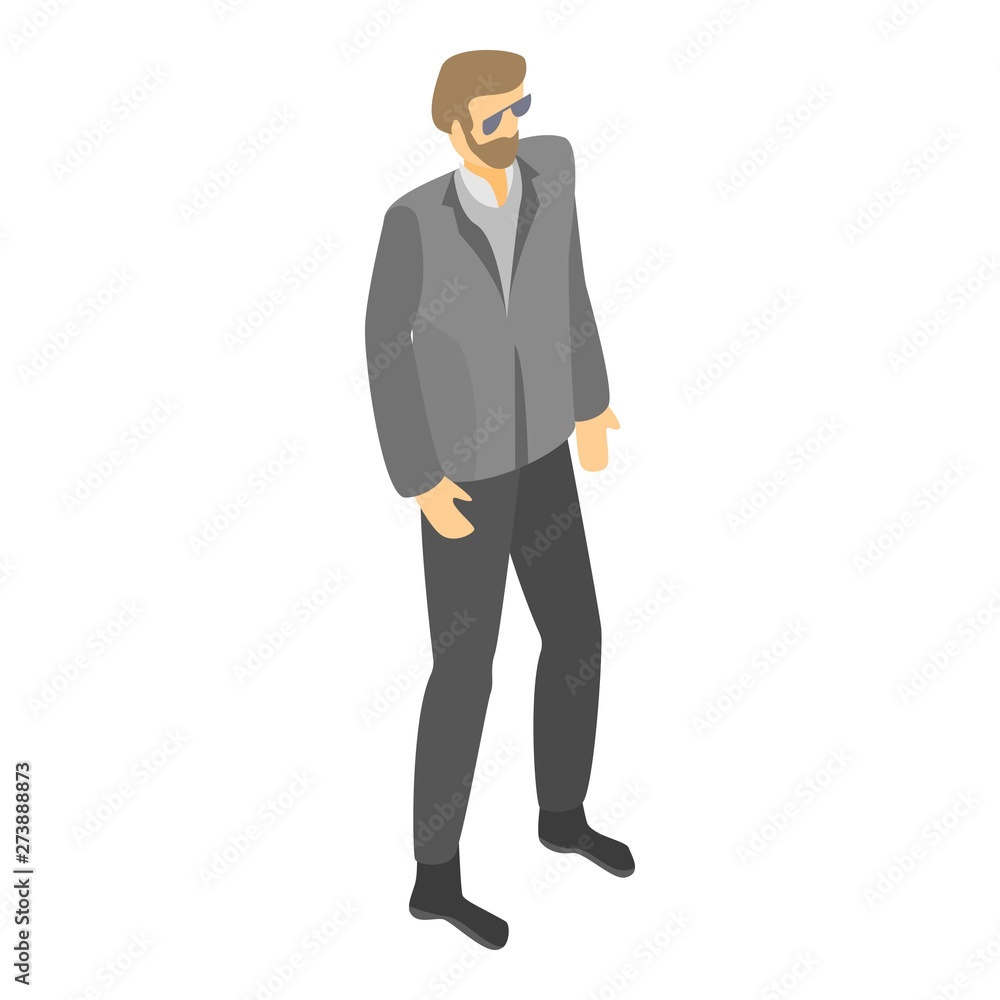 Man with sunglasses icon. Isometric of man with sunglasses vector icon for web design isolated on white background Man with sunglasses icon. Isometric of man with sunglasses vector icon for web design isolated on white background