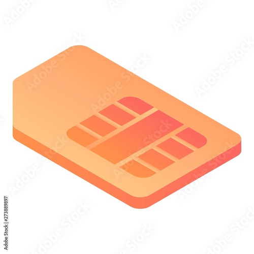Phone sim card icon. Isometric of phone sim card vector icon for web design isolated on white background