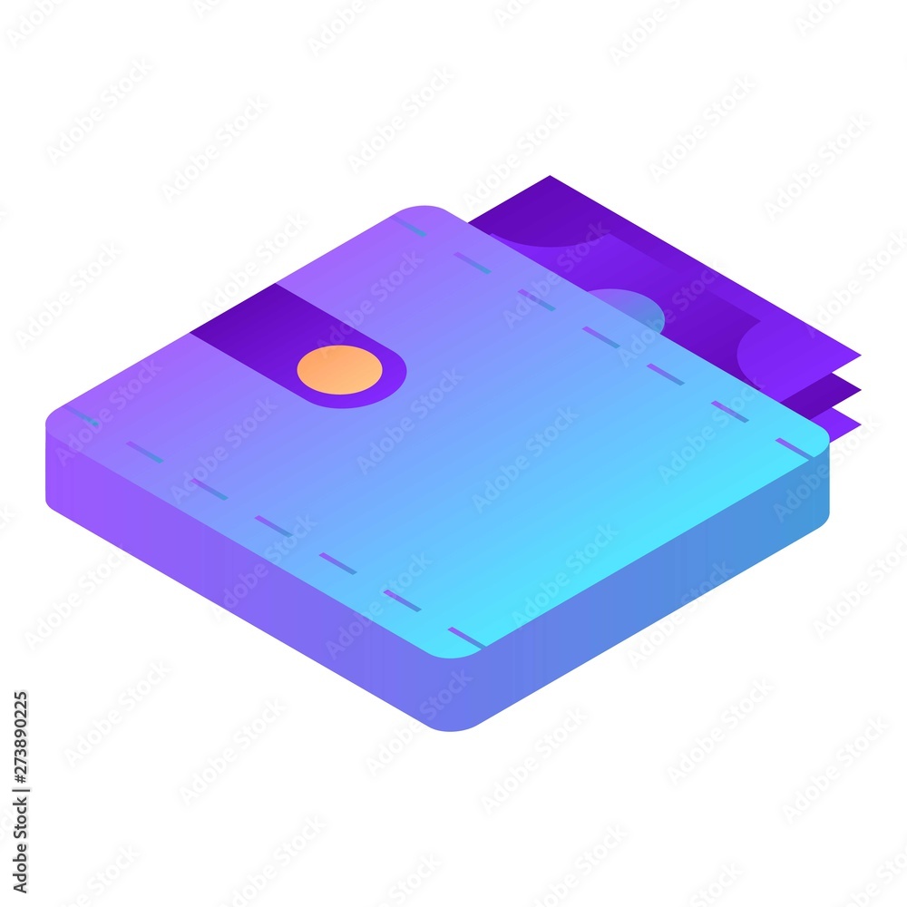 Money wallet icon. Isometric of money wallet vector icon for web design isolated on white background Money wallet icon. Isometric of money wallet vector icon for web design isolated on white background