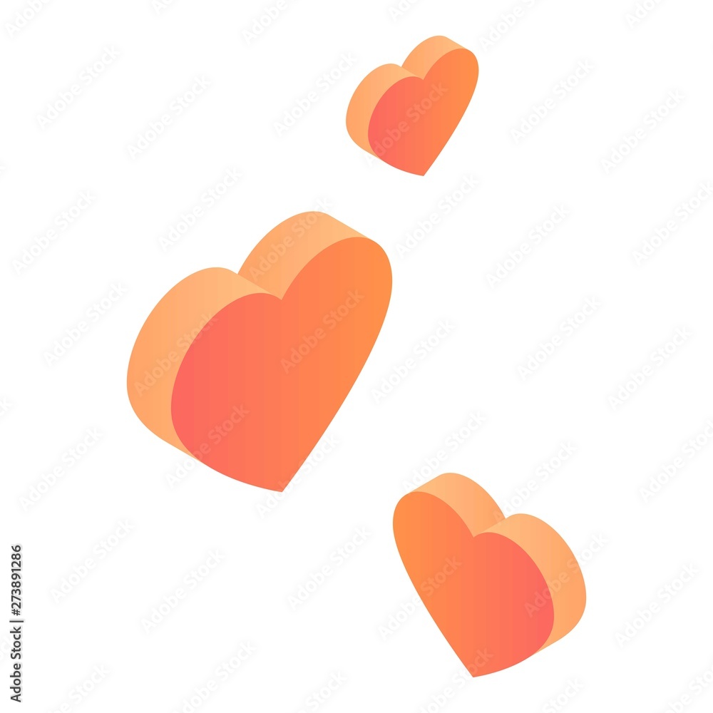 Hearts icon. Isometric of hearts vector icon for web design isolated on white background Hearts icon. Isometric of hearts vector icon for web design isolated on white background