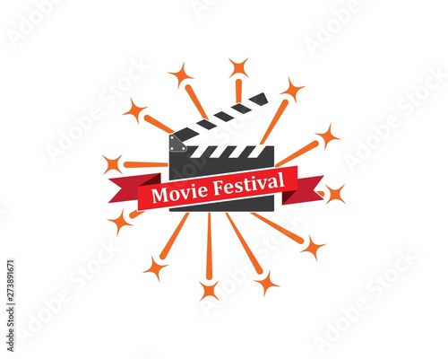 clapperboard movie icon of industry movie and movie festival vector illustration