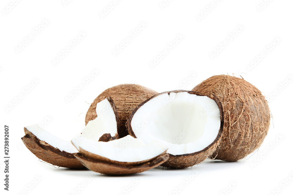 Ripe coconuts isolated on white background Ripe coconuts isolated on white background