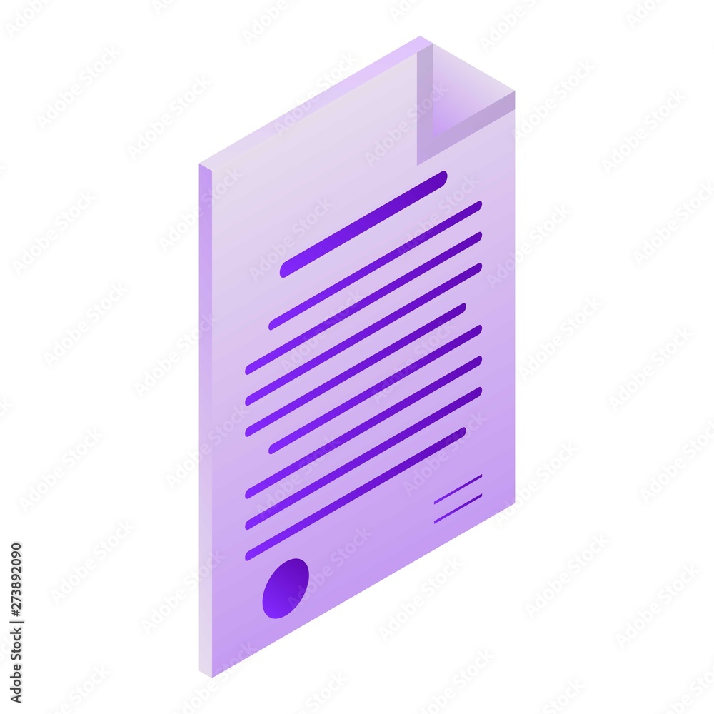 Document paper icon. Isometric of document paper vector icon for web design isolated on white background Document paper icon. Isometric of document paper vector icon for web design isolated on white background