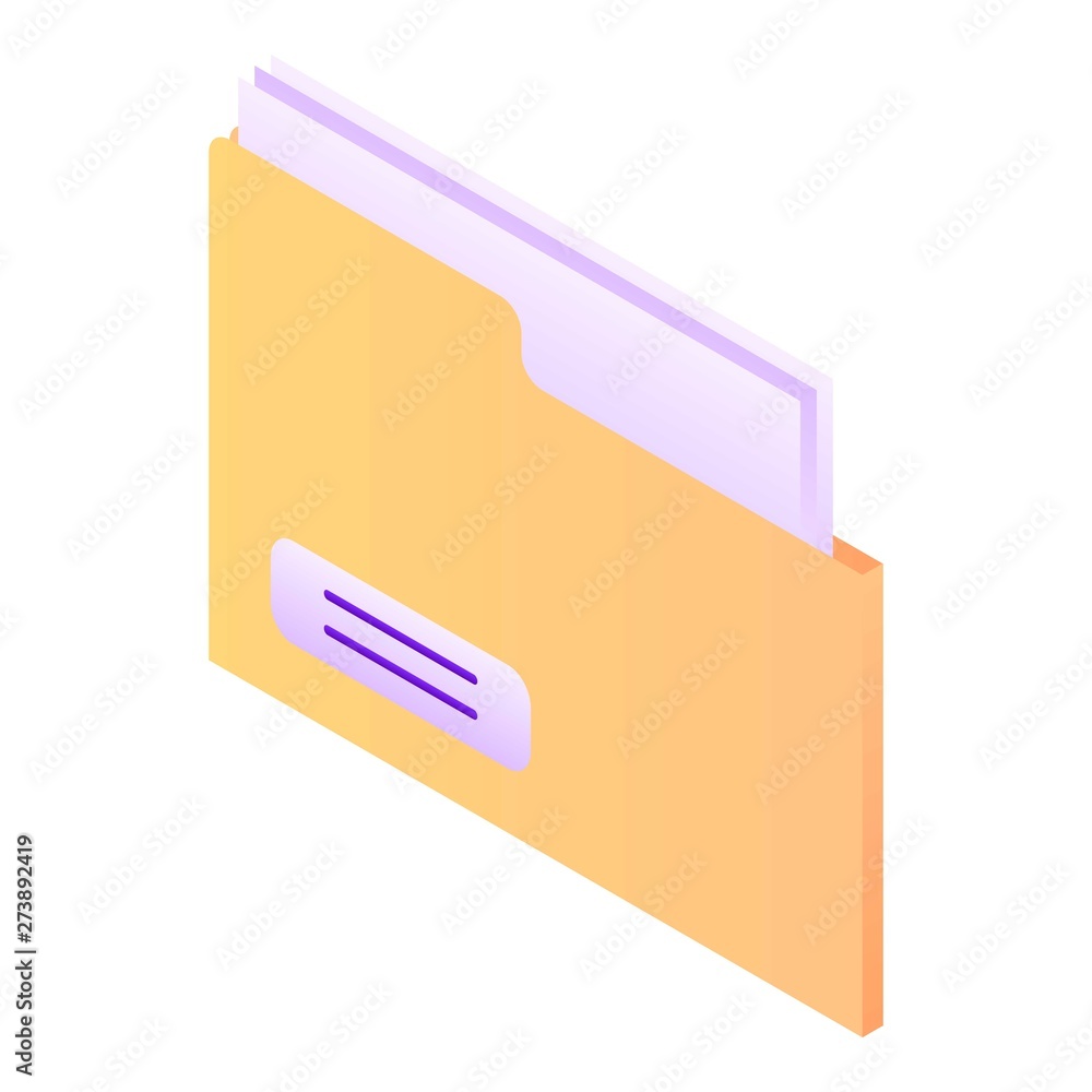Yellow folder icon. Isometric of yellow folder vector icon for web design isolated on white background Yellow folder icon. Isometric of yellow folder vector icon for web design isolated on white background