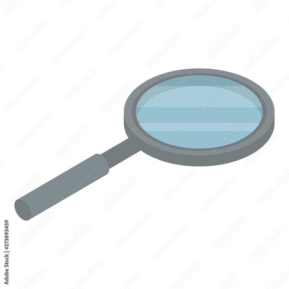 Metal magnify glass icon. Isometric of metal magnify glass vector icon for web design isolated on white background Metal magnify glass icon. Isometric of metal magnify glass vector icon for web design isolated on white background