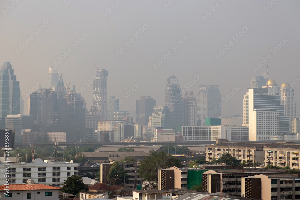 City landscape of View of PM2.5 air pollution in Bangkok, Thailand