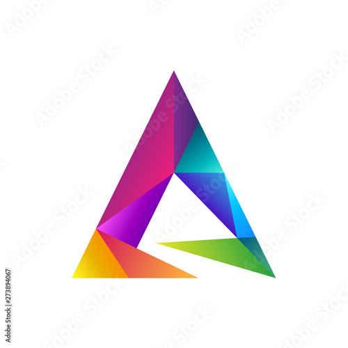 colorful prism letter A logo concept