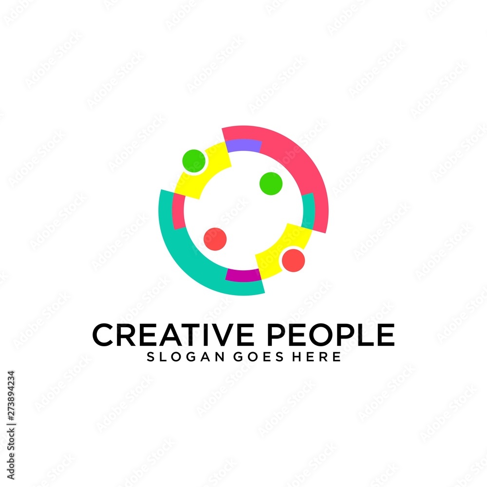Obraz premium Creative people logo design template icon