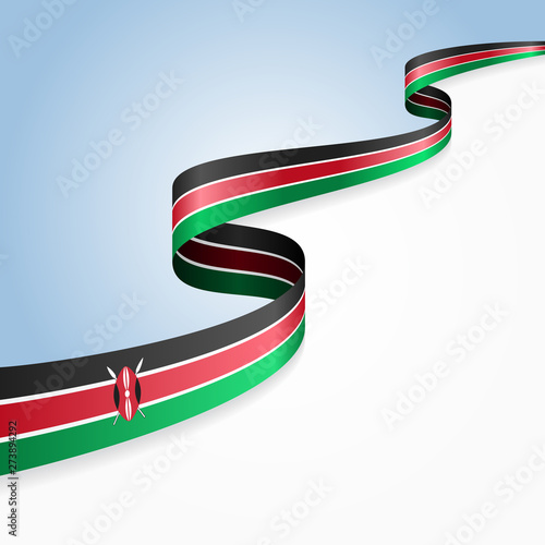 Kenyan flag wavy abstract background. Vector illustration.
