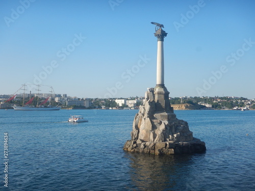 Monument flooded ship in Sevastopol