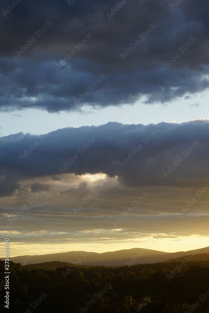 Sunset with Clouds over the Blue Ridge Mountains