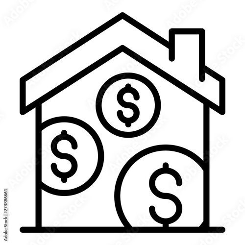 Money house icon. Outline money house vector icon for web design isolated on white background