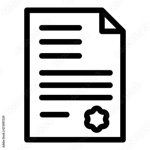 Justice paper icon. Outline justice paper vector icon for web design isolated on white background