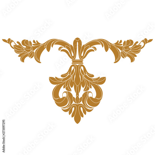 Golden vintage baroque ornament, corner. Retro pattern antique style acanthus.