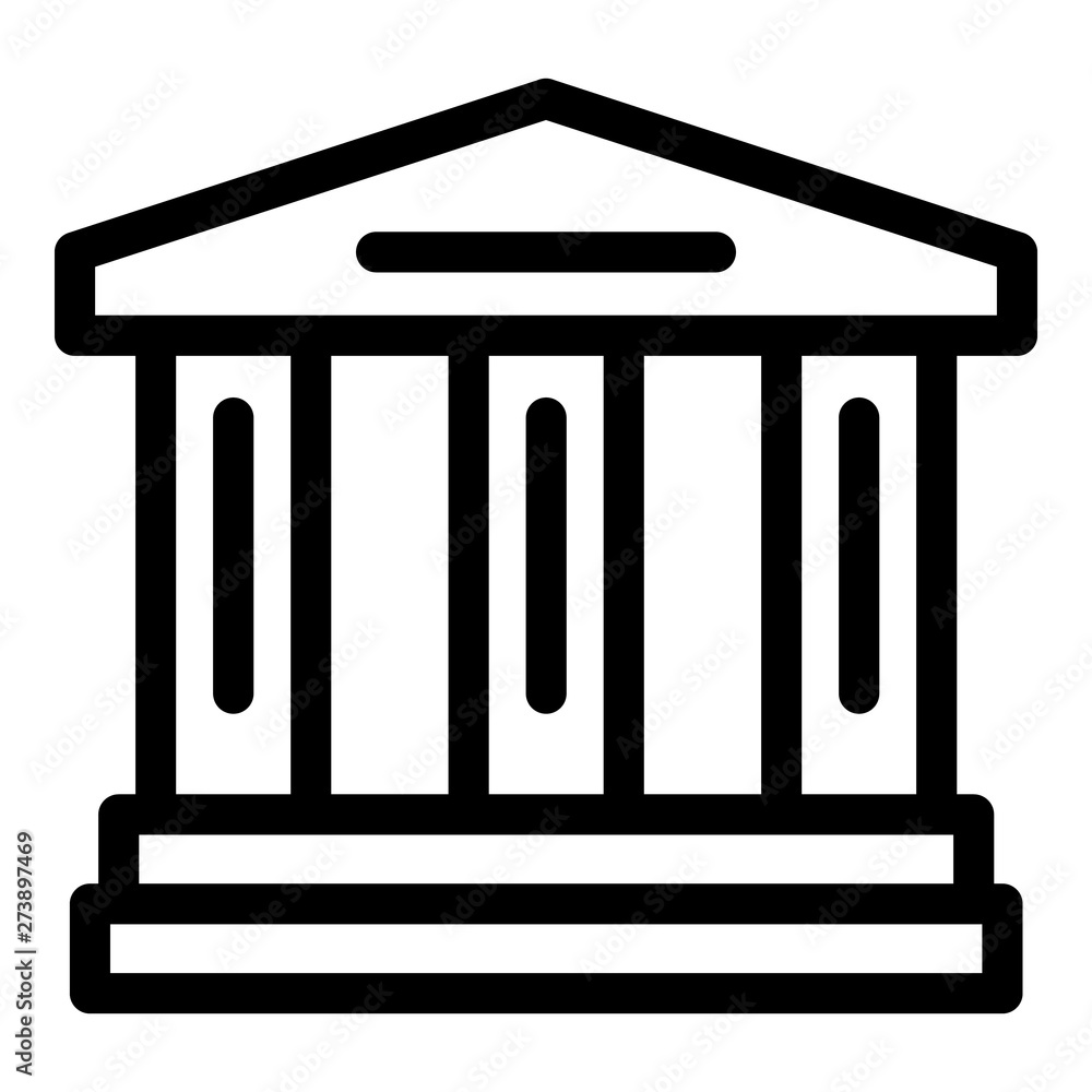 Court building icon. Outline court building vector icon for web design isolated on white background