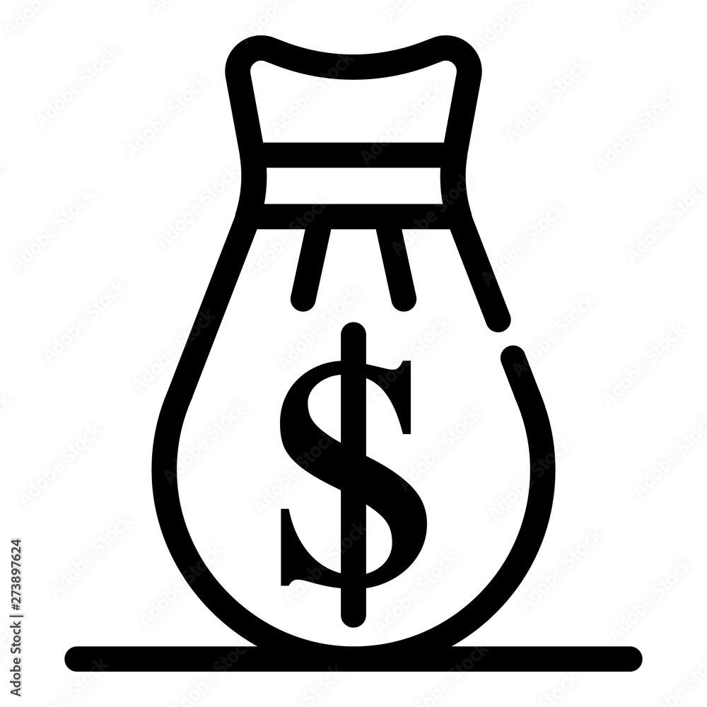Money bag icon. Outline money bag vector icon for web design isolated on white background Money bag icon. Outline money bag vector icon for web design isolated on white background