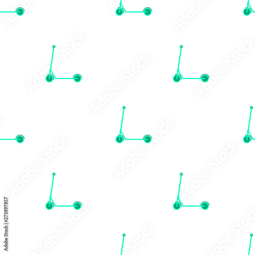 Seamless pattern with electric kick scooters on white background. Micromobility city transport. Vector illustration eps10.