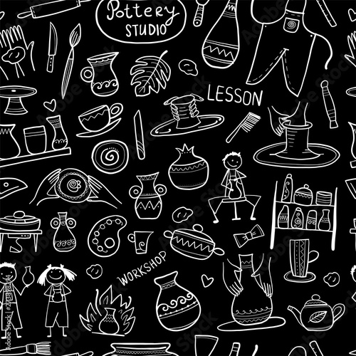 Pottery studio, seamless pattern for your design