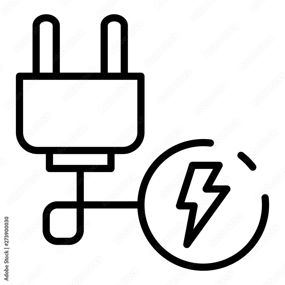 Electric plug wire icon. Outline electric plug wire vector icon for web design isolated on white background Electric plug wire icon. Outline electric plug wire vector icon for web design isolated on white background