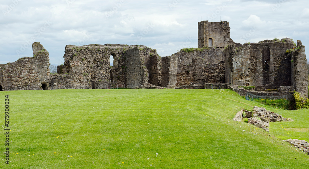Interior view of Norman castle walls at Richmond, North Yorkshire, England