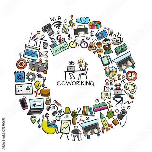 Coworking space, concept background for your design