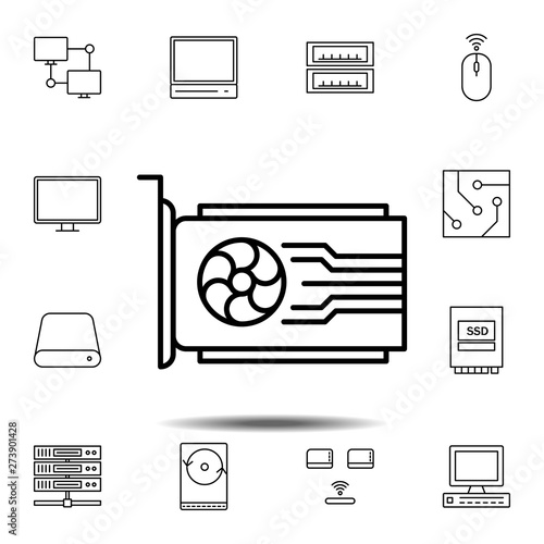 hardware, video card icon. Simple thin line, outline vector element of hardware icons set for UI and UX, website or mobile application