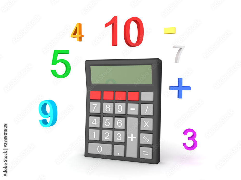 3D Pocket calculator with numbers around it 3D Pocket calculator with numbers around it