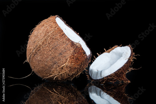 tropical coconut on a black background